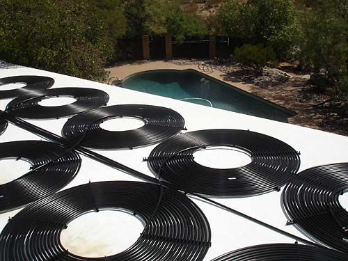 Home Flat Roof Pool Heating Installation